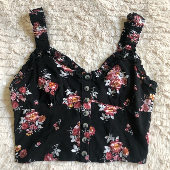 5/$25 Floral Ruffle Button Top - Picture 3 of 8